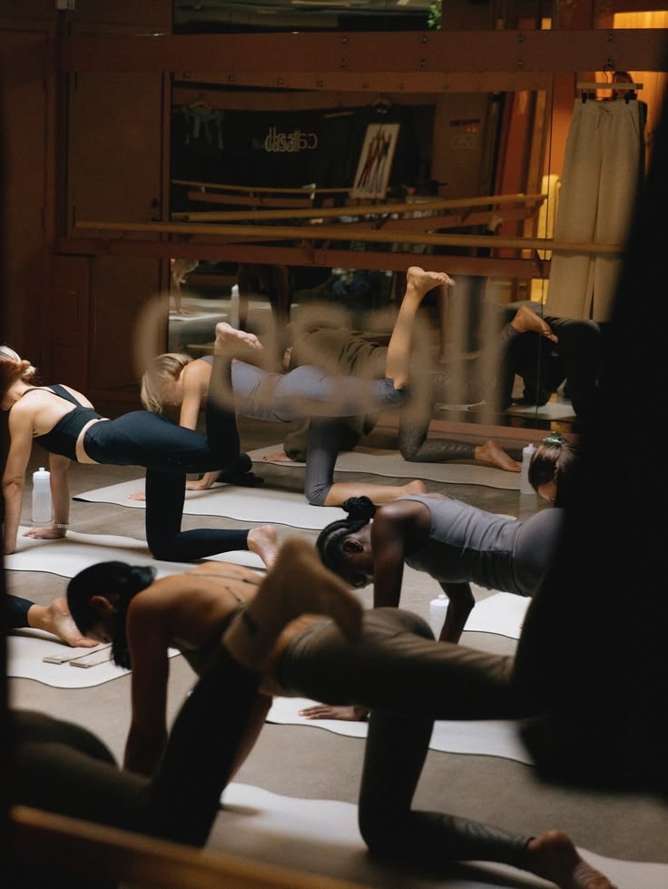 A group mat class in session